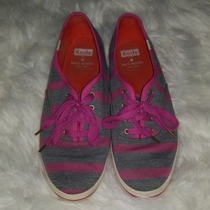 Kate Spade Striped Pink and Gray Keds
